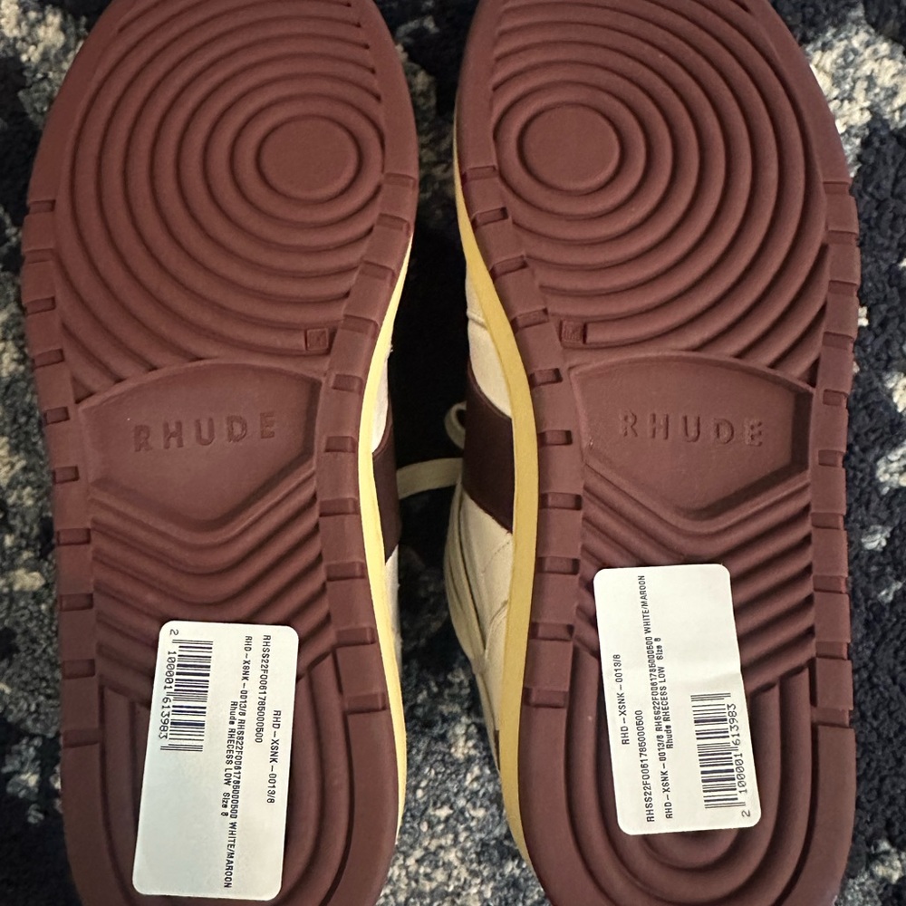 RHUDE WHITE/MAROON RHECESS LOW SNEAKERS SIZE 8 - Picture 4 of 9